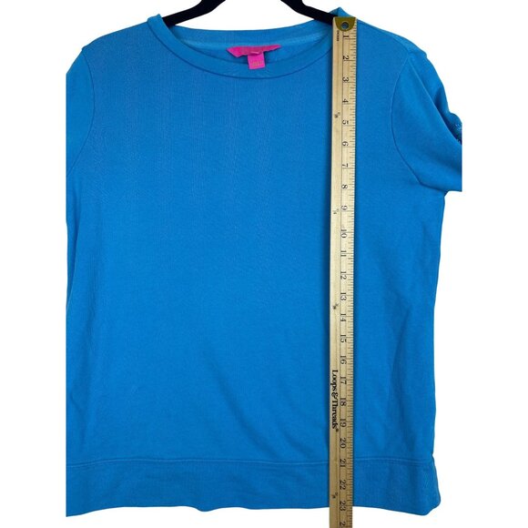 Lilly Pulitzer Women's XS Blue Pullover Sweatshirt Lace Crochet Sleeve Casual - Picture 6 of 12